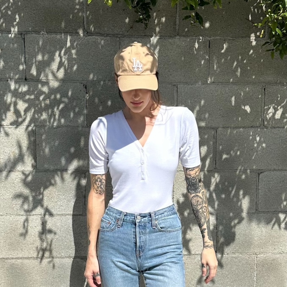ATM Anthony Thomas Melillo White Short Sleeve Bodysuit